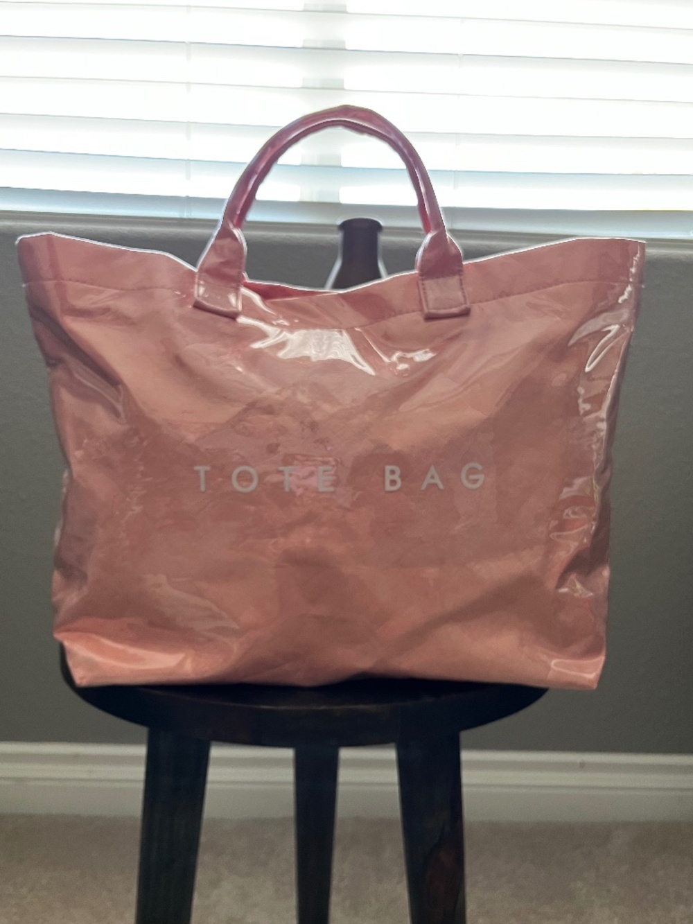 Pink Vinyl Tote Bag NEW